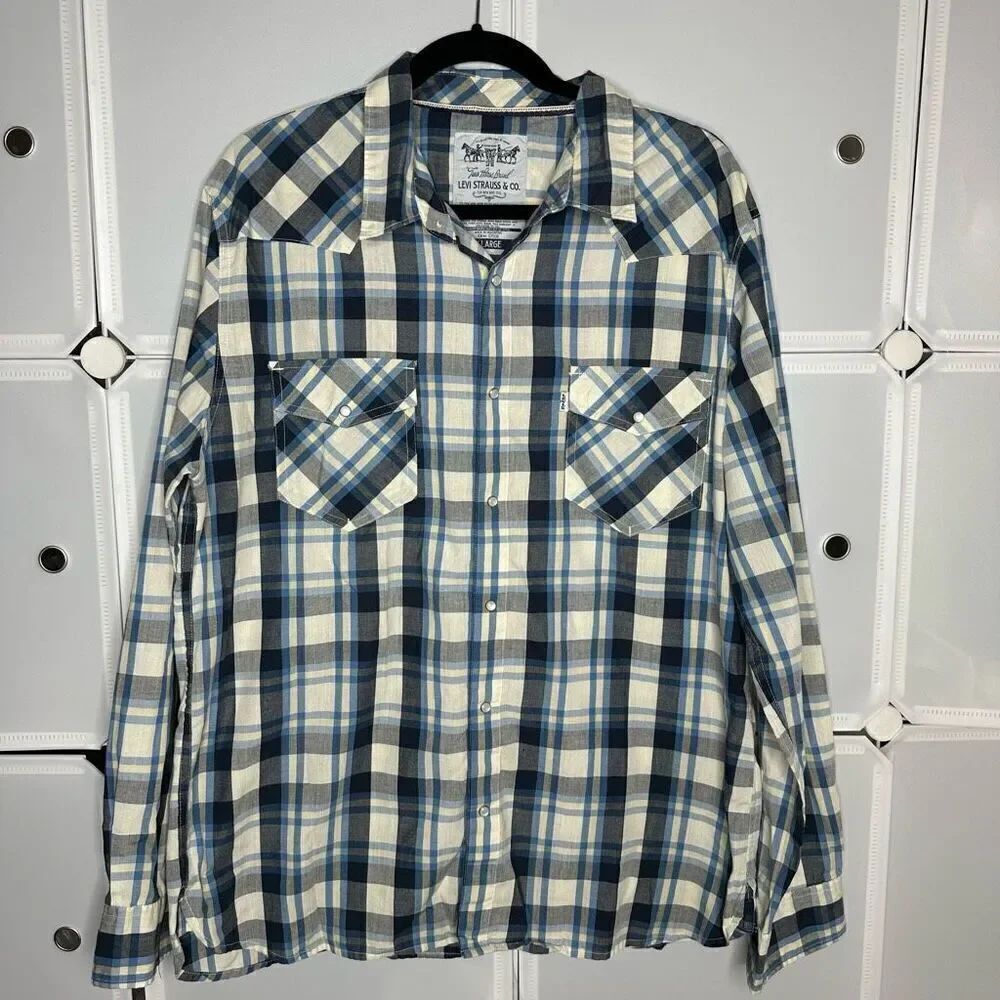 Levi’s Two Horse Brand Western Snap Button Long Sleeve Shirt Size XL